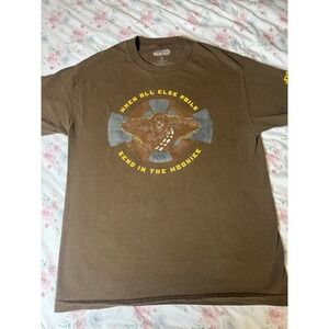Star Wars Chewbacca T-Shirt Brown "Send in the Wookiee" Graphic Tee Size L 22x29